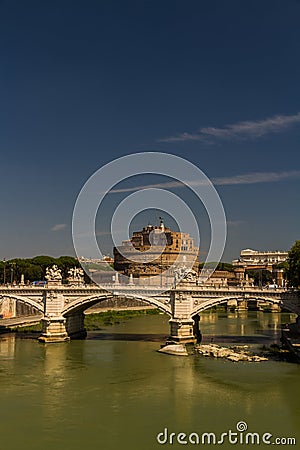 Ponte Vittorio Emanuele II bridge over River Tiber, Castel Sant Editorial Stock Photo